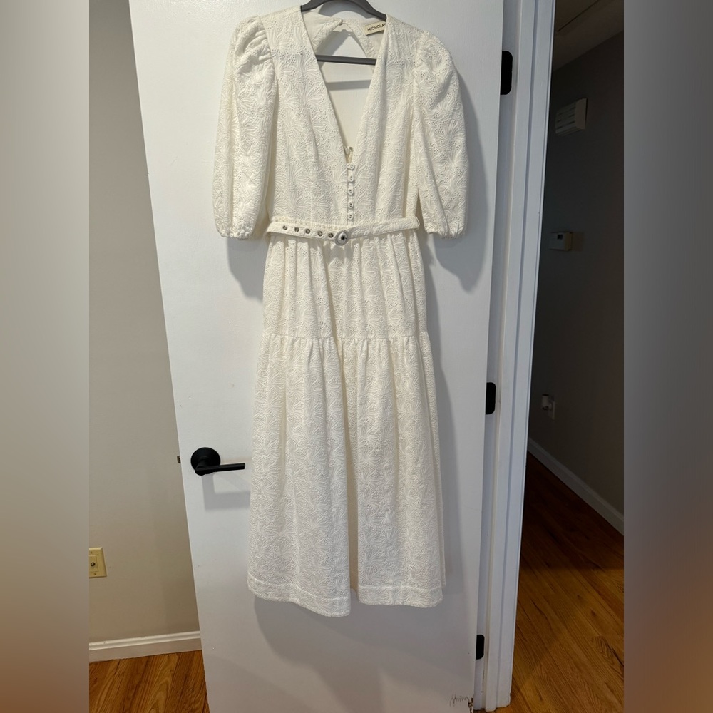 Nicholas floral embroidered white dress